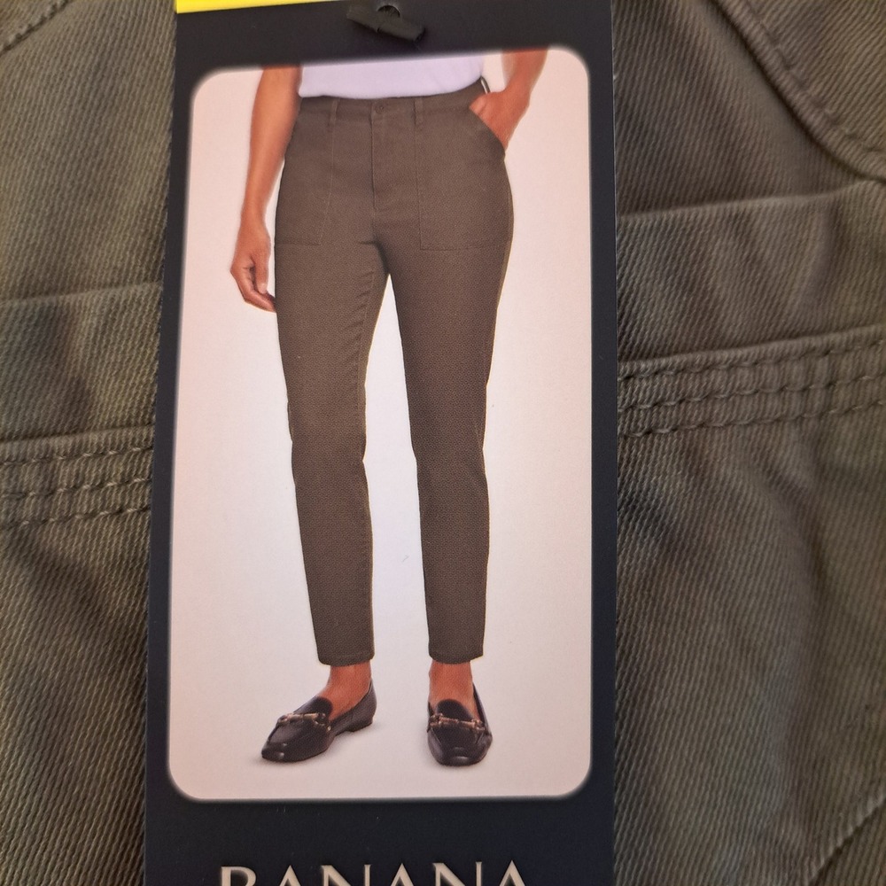 Banana Republic Womens Twill Pants 6 Olive NWT High Rise Utility 1731-266